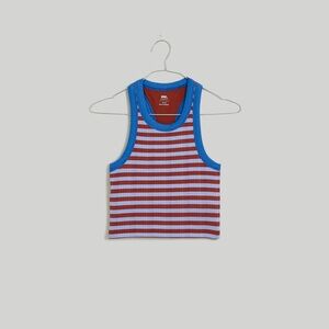 Madewell Women’s Blue and Purple Striped Tank Top
